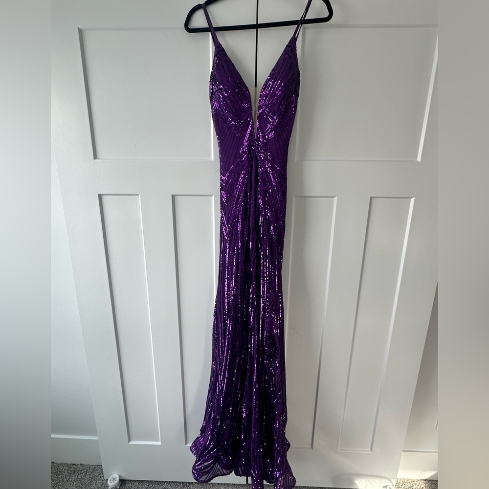 Purple Sequence Long Prom Dress by Jovani - size 6